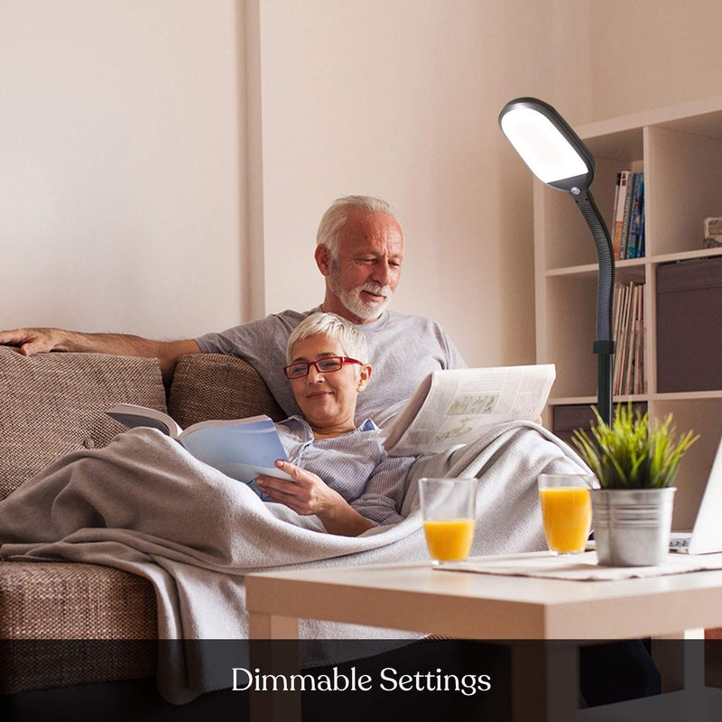 Brightech Litespan - Bright LED Floor Reading Lamp for Over Chair Crafts and Reading, Esthetician Light for Lash Extensions, Gooseneck Adjustable Standing Lamp for Living Room, Bedroom, Office - Black - Image 2